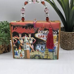 Las Vegas Cuban Cigar Box Novelty Purse Rhinestone Women's Fun Handbag! CUTE